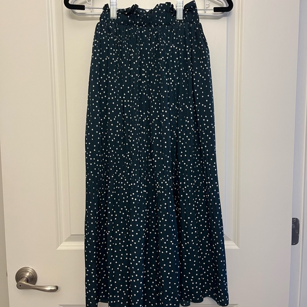 Long Polka Dot Skirt - Green